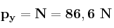 \bf p_y = N = 86,6\ N