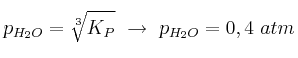 p_{H_2O} = \sqrt[3] {K_P}\ \to\ p_{H_2O} = 0,4\ atm