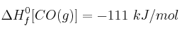 \Delta H^0_f[CO(g)] = -111\ kJ/mol