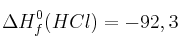 \Delta H_f^0(HCl) = -92,3 \Delta H_f^0(HCl) = -92,3