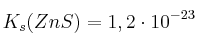 K_s(ZnS) = 1,2\cdot 10^{-23}