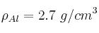 \rho_{Al} = 2.7\ g/cm^3