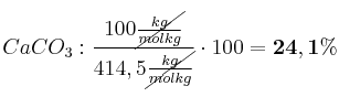 CaCO_3: \frac{100\cancel{\frac{kg}{molkg}}}{414,5\cancel{\frac{kg}{molkg}}}\cdot 100 = \bf 24,1\%