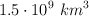 1.5\cdot 10^9\ km^3