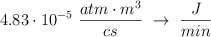 4.83\cdot 10^{-5}\ \frac{atm\cdot m^3}{cs}\ \to\ \frac{J}{min}