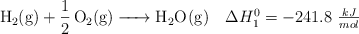 \ce{H2(g) + 1/2O2(g) -> H2O(g)}\ \ \	\Delta H_1^0 = -241.8\ \textstyle{kJ\over mol}