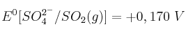 E^0[SO_4^{2^-}/SO_2(g)] = +0,170\ V