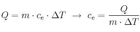 Q = m\cdot c_e\cdot \Delta T\ \to\ c_e = \frac{Q}{m\cdot \Delta T}