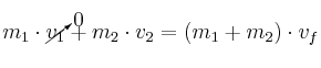 m_1\cdot \cancelto{0}{v_1} + m_2\cdot v_2 = (m_1 + m_2)\cdot v_f