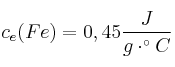 c_e(Fe) = 0,45\frac{J}{g\cdot ^\circ C}