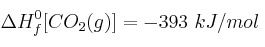 \Delta H^0_f[CO_2(g)] = -393\ kJ/mol