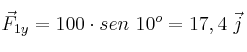 \vec F_{1y} = 100\cdot sen\ 10^o = 17,4\ \vec j