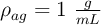 \rho_{ag} = 1\ \textstyle{g\over mL}