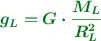 \color[RGB]{2,112,20}{\bm{g_L = G\cdot \frac{M_L}{R_L^2}}}