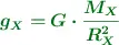\color[RGB]{2,112,20}{\bm{g_X = G\cdot \frac{M_X}{R_X^2}}}