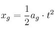 x_g = \frac{1}{2}a_g\cdot t^2