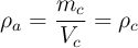 \rho_a = \frac{m_c}{V_c} = \rho_c