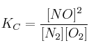 K_C = \frac{[NO]^2}{[N_2][O_2]}
