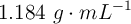 1.184\ g\cdot mL^{-1}