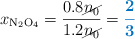 x_{\ce{N2O4}} = \frac{0.8\cancel{n_0}}{1.2\cancel{n_0}} = \color[RGB]{0,112,192}{\bm{\frac{2}{3}}}