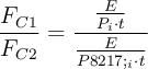 \frac{F_C_1}{F_C_2} = \frac{\frac{E}{P_i\cdot t}}{\frac{E}{P’_i\cdot t}}