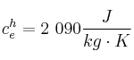 c_e^h = 2\ 090\frac{J}{kg\cdot K}