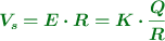 \color[RGB]{2,112,20}{\bm{V_s = E\cdot R = K\cdot \frac{Q}{R}}}
