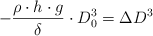 -\frac{\rho\cdot h\cdot g}{\delta}\cdot D_0^3  = \Delta D^3