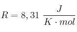 R = 8,31\ \frac{J}{K\cdot mol}