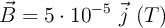 \vec {B}= 5\cdot 10^{-5}\ \vec{j}\ (T)