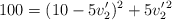 100 = (10 - 5v^{\prime}_2)^2 + 5v^{\prime}_2^2