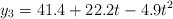 y_3 = 41.4 + 22.2t - 4.9t^2