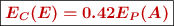 \fbox{\color[RGB]{192,0,0}{\bm{E_C(E) = 0.42E_P(A)}}}