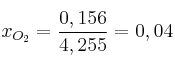 x_{O_2} = \frac{0,156}{4,255} = 0,04