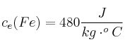 c_e(Fe) = 480\frac{J}{kg\cdot ^oC}