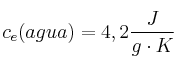 c_e(agua) = 4,2\frac{J}{g\cdot K}