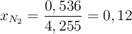 x_{N_2} = \frac{0,536}{4,255} = 0,12