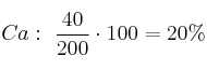 Ca:\ \frac{40}{200}\cdot 100 = 20\%