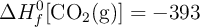 \Delta H^0_f[\ce{CO2(g)}] = -393