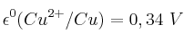 \epsilon ^0(Cu^{2+}/Cu) = 0,34\ V