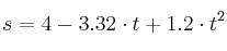 s = 4 - 3.32\cdot t + 1.2\cdot t^2
