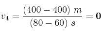 v_4 = \frac{(400 - 400)\ m}{(80 - 60)\ s} = \bf 0