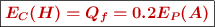 \fbox{\color[RGB]{192,0,0}{\bm{E_C(H) = Q_f = 0.2E_P(A)}}}