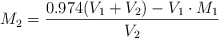 M_2 = \frac{0.974(V_1 + V_2) - V_1\cdot M_1}{V_2}