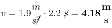 v = 1.9\frac{m}{s\cancel{^2}}\cdot 2.2\ \cancel{s} = \bf 4.18\frac{m}{s}