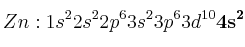Zn: 1s^22s^22p^63s^23p^63d^{10}\bf 4s^2