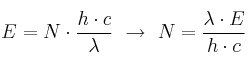 E = N\cdot \frac{h\cdot c}{\lambda}\ \to\ N = \frac{\lambda\cdot E}{h\cdot c}