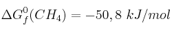 \Delta G^0_f(CH_4) = -50,8\ kJ/mol