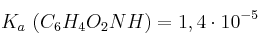K_a\ (C_6H_4O_2NH) = 1,4\cdot 10^{-5}