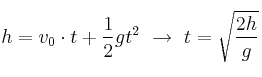 h = v_0\cdot t + \frac{1}{2}gt^2\ \to\ t = \sqrt{\frac{2h}{g}}